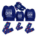 Christmas Family Matching Pajamas-Cozy Blue Pjs Set with "Christmas Crew Making Memories Together"  and Christmas Pattern Print