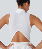 BreezefulTM Sleeveless Cut Out 2-in-1 Pleated Quick Dry Mini Tennis Active Dress with Pockets