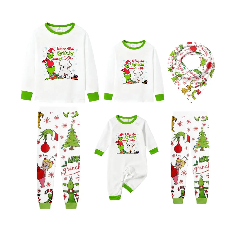 Holiday Family Christmas Pajamas Set With Playful Xmas Character Pattern Design