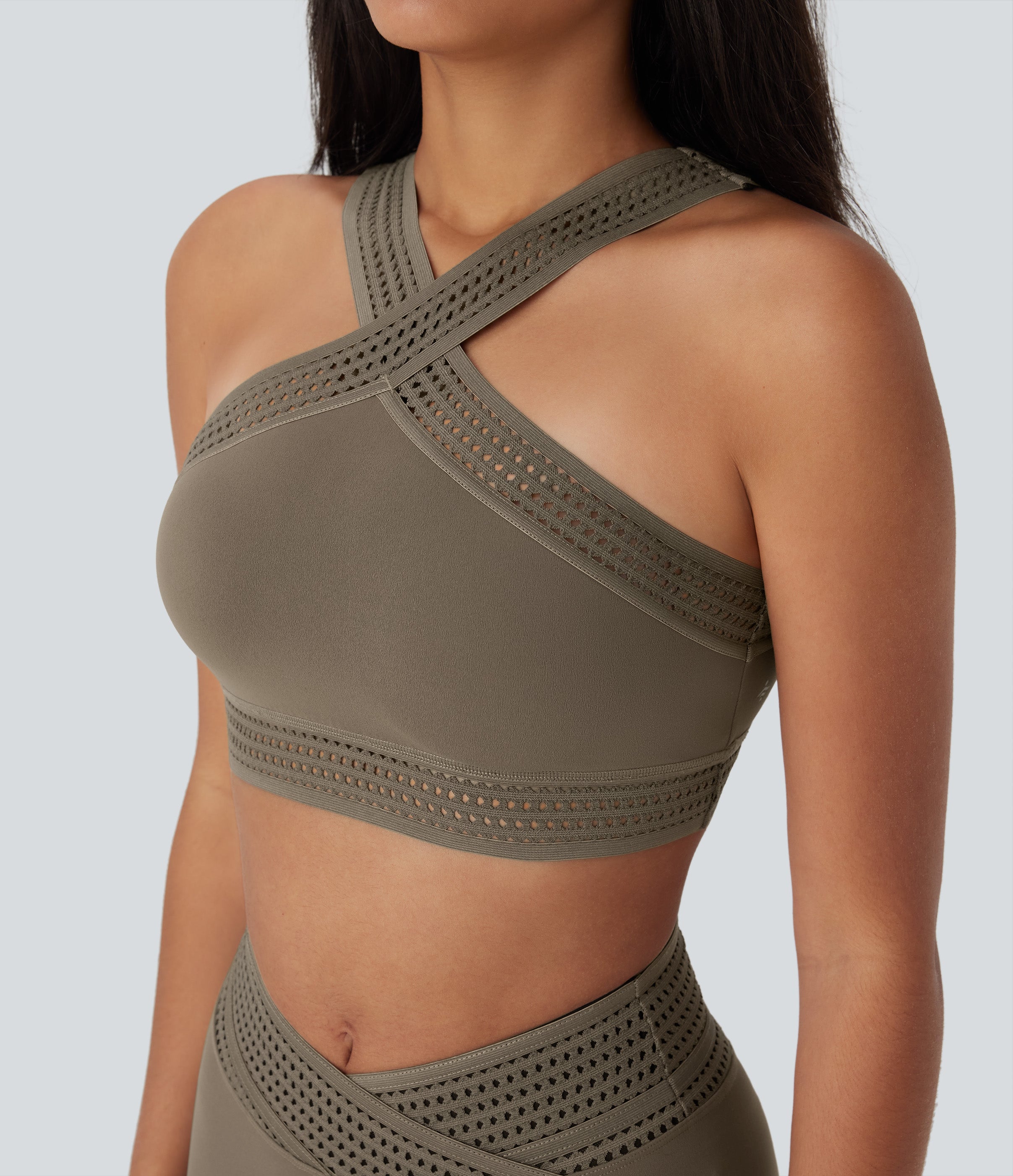 Light Support Crossover Cut Out Yoga Sports Bra