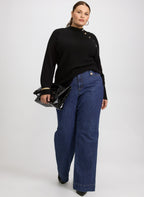 Buttoned Mock Neck Sweater