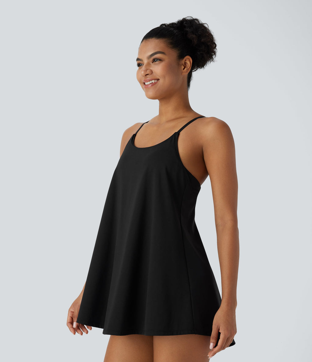 SoftlyZeroTM Airy 2-Piece Mini Cool Touch Yoga Active Slip Dress with Pockets-UPF50+