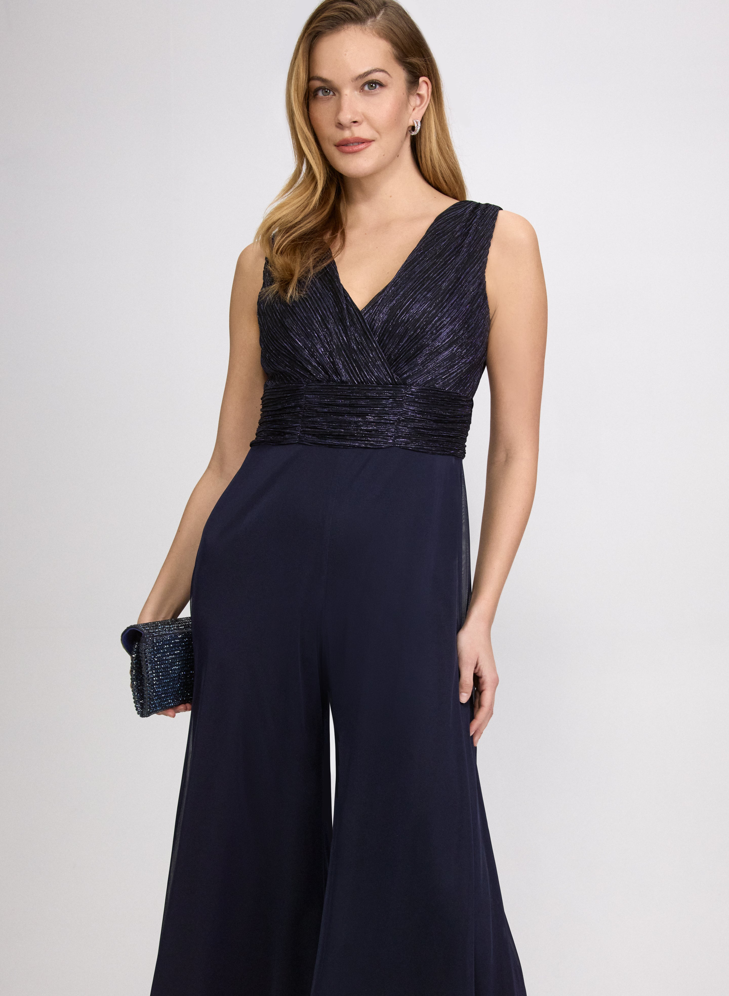 Metallic Wide-Leg Jumpsuit