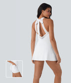 SoftlyZeroTM Airy Tie Back 2-in-1 Cool Touch Mini Yoga Active Dress with Pocket-UPF50+