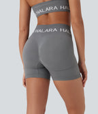 Seamless Flow Logo High Waisted Yoga Biker Shorts 5''