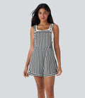 Pockets Stripe Waffle Overalls
