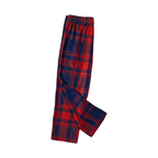 "2025 Christmas Crew" Text and Santa Hat Prints Blue Long Sleeves Top with Red and Blue Plaid Pants Christmas Matching Pajamas