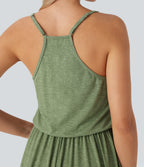 Maxi Flowy Slip Dress with Pockets