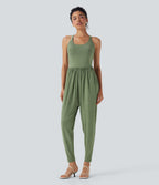 U Neck Harem Casual Jumpsuit with Pockets-Easy Peezy Edition-D/DD/DDD/F Cups