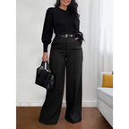 Women's Autumn New Commuter Casual Versatile Khaki Solid Color Draped Suit Pants Loose Straight Long Pants