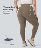 Plus Size UltraSculptTM SoCinched High Waisted Butt Lifting Tummy Control Shaping Training Leggings with Pockets