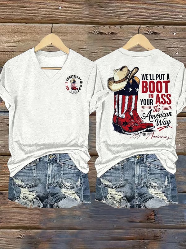 Women's  WE'LL PUT A BOOT Print T-Shirt
