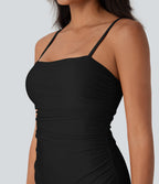 Ruched Texture Sheen One Piece Swimsuit