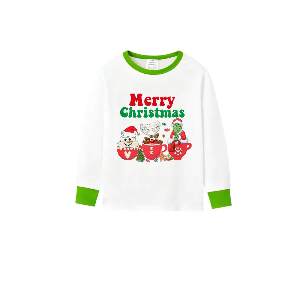 Holiday Family Christmas Pajamas Set With Playful Christmas Character Pattern Print