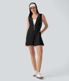 Hooded Sleeveless Zipper Casual Jumpsuit with Pockets