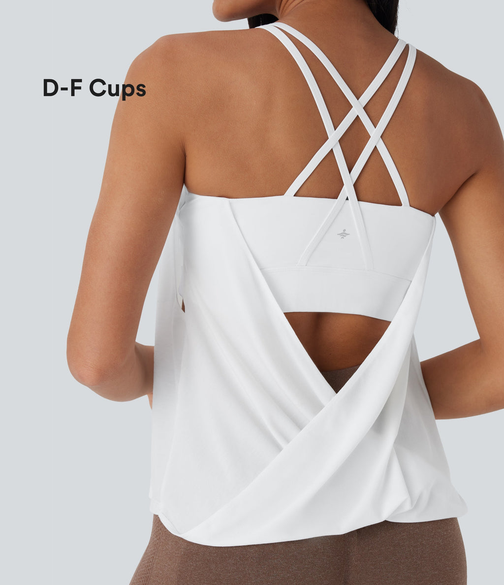 Double Straps Pleated Quick Dry Yoga Cami Top-D/DD/DDD/F Cups