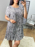 Candisa Leopard Print Frill Sleeve Smock Dress