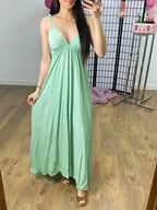 Casper Plain Deep V Back Maxi Dress