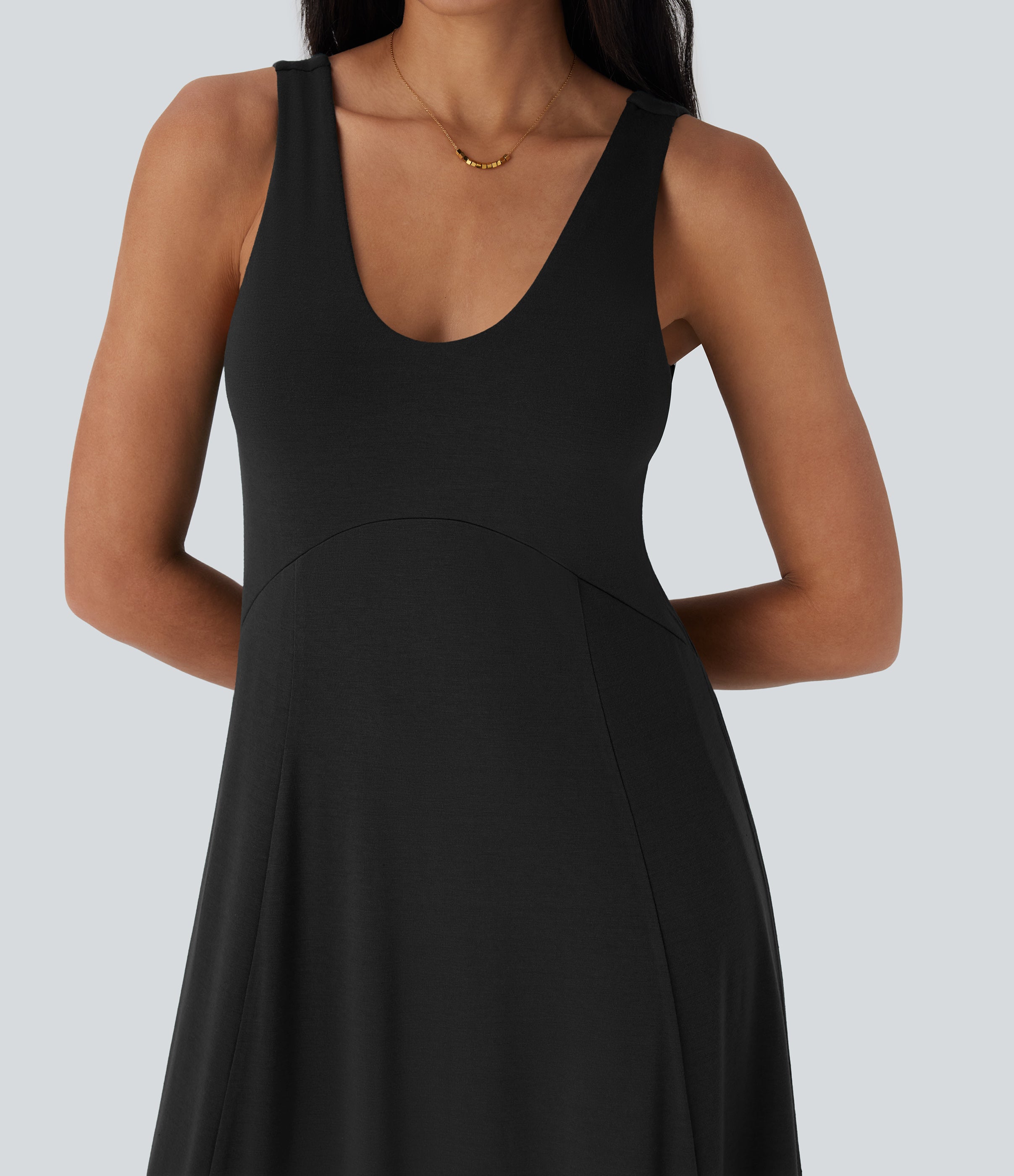 U Neck Flowy Maxi Casual Tank Dress