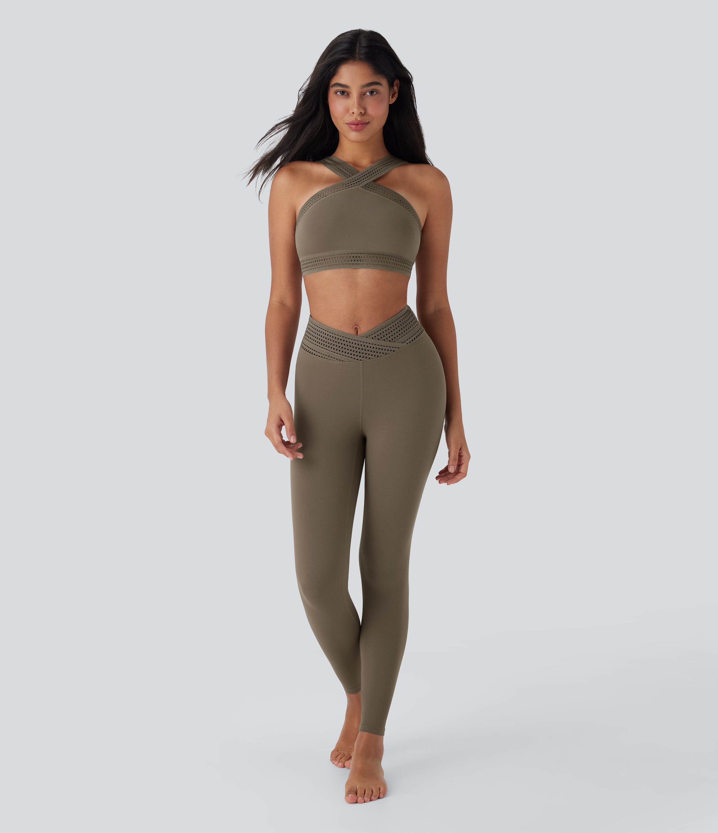 Light Support Crossover Cut Out Yoga Sports Bra