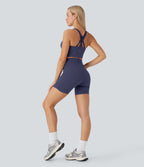 SoftlyZeroTM QuickDry SoCinched High-Waisted Tummy-Control Ruched Running Biker Shorts 5''