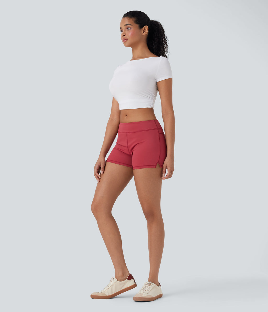 Low Rise Yoga Biker Shorts 3'' with Pockets