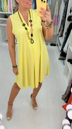 Ebby Plain V Neck loose Fit Necklace Dress