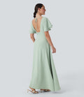 V Neck Short Sleeve Maxi Dress