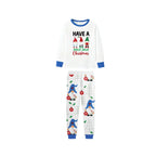 Holiday Christmas Family Blue Pajamas Set with Whimsical Gnome Pattern Print