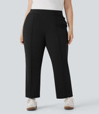 High Waisted Pockets Straight Leg Quick Dry Golf Plus Size Pants-Golf Tee-UPF40+
