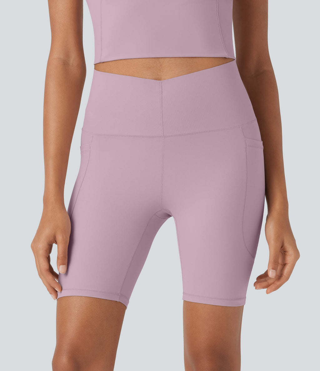 UltraSculptTM Cool Quick Dry SoCinched High Waisted Tummy Control Training Biker Shorts 7'' with Pockets-UPF50+