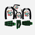 Black Raglan Top Green Plaid Christmas Pajamas Set With "HO HO HO" Pattern Print