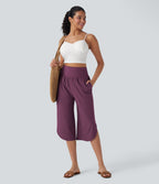 BreezefulTM SoCinched High Waisted Tummy Control Hem Quick Dry Capri Pants with Pockets