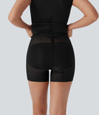 V-neck Zipper Bodycon Midi Work Built-in Mesh Shapewear Dress