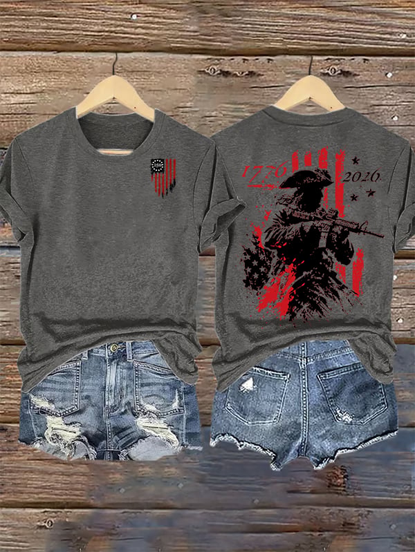 Women's  250th Anniversary Distressed American Flag 2-sided Shirt