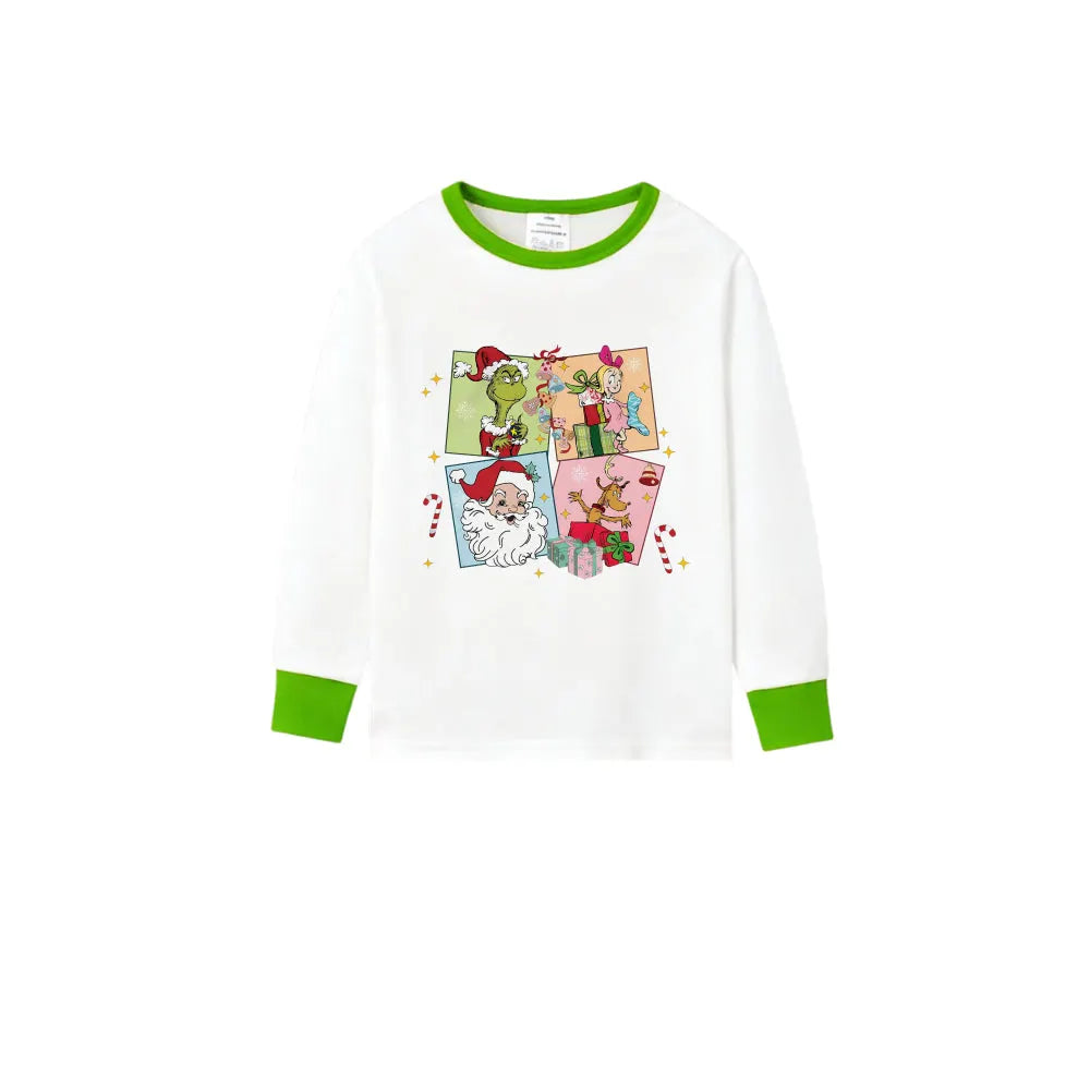Holiday Family Christmas Pajamas Set With Cute Xmas Character Pattern Print