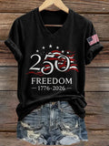 Women's America 250 Years 1776-2026 Print Casual T-shirt