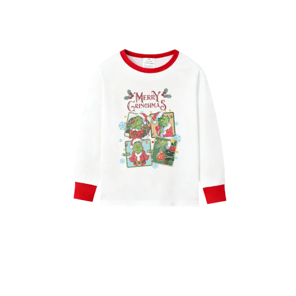 Family Christmas White Pajamas Set With Classic Christmas Character Print