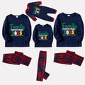 Christmas Family Matching Pajamas-Navy & Red Plaid Pjs Set with "Family Christmas 2025" Text Print