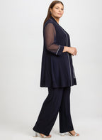 Embellished Jacket, Top & Pants Set