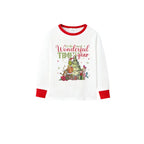 Family Christmas White Pajamas Set With Cute Christmas Character Print