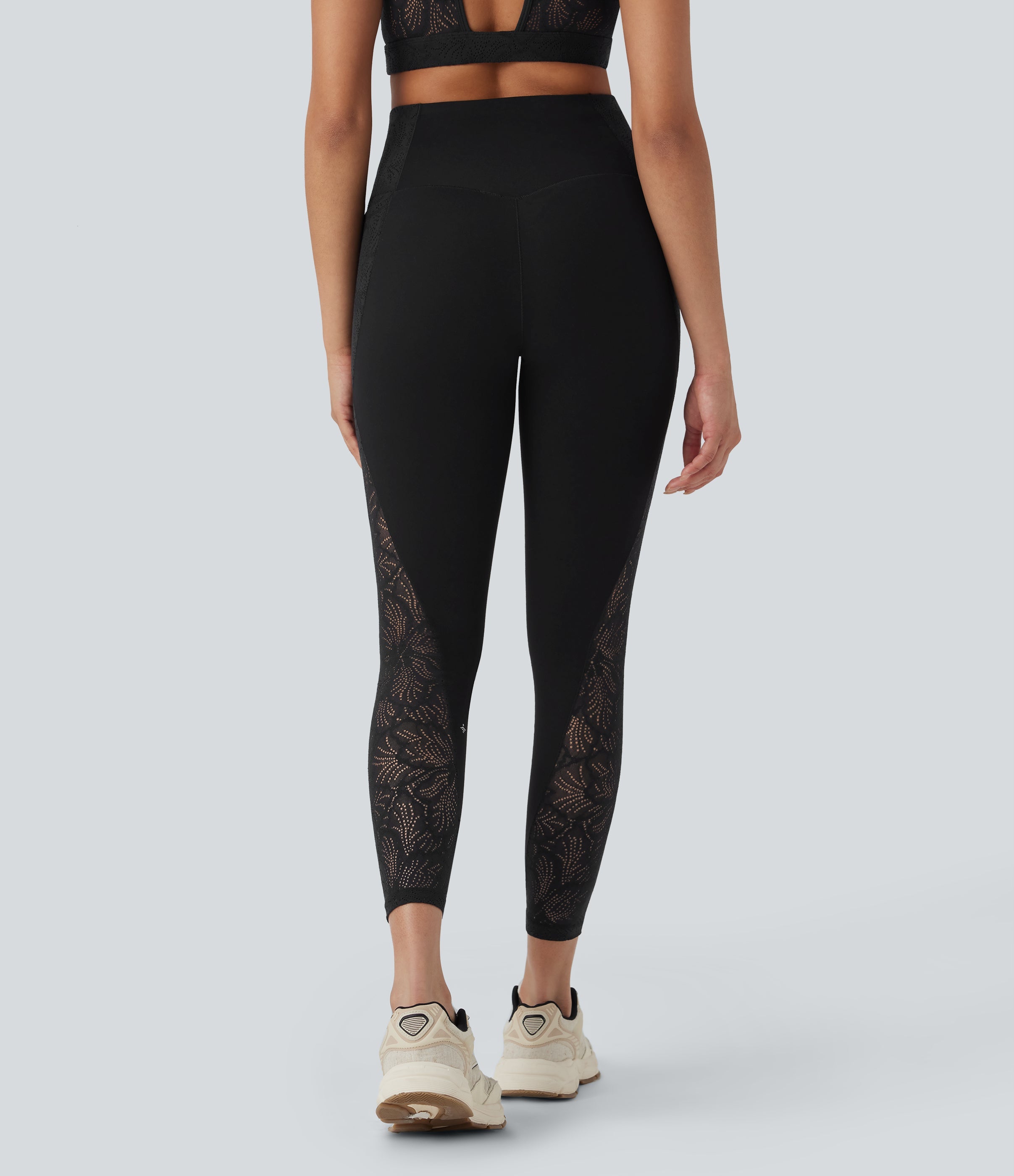 UltraSculptTM SoCinched High Waisted Tummy Control Contrast Lace Shaping Training Leggings with Pockets