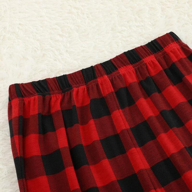 "2025 Christmas Crew" Text Print Black & Red Plaid Christmas Matching Pajamas