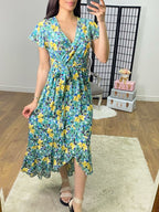 Chrystal Floral Print Frill Hem Dip Hem Dress
