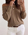 Women's Convertible Shoulder Batwing Sleeve Top Long Sleeve Loose Fit Casual Knit Tee