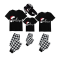 Believe Family Christmas Pajamas Set - Black Top Black and White Plaid Pants White Text Graphic