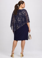 Metallic Floral Overlay Dress