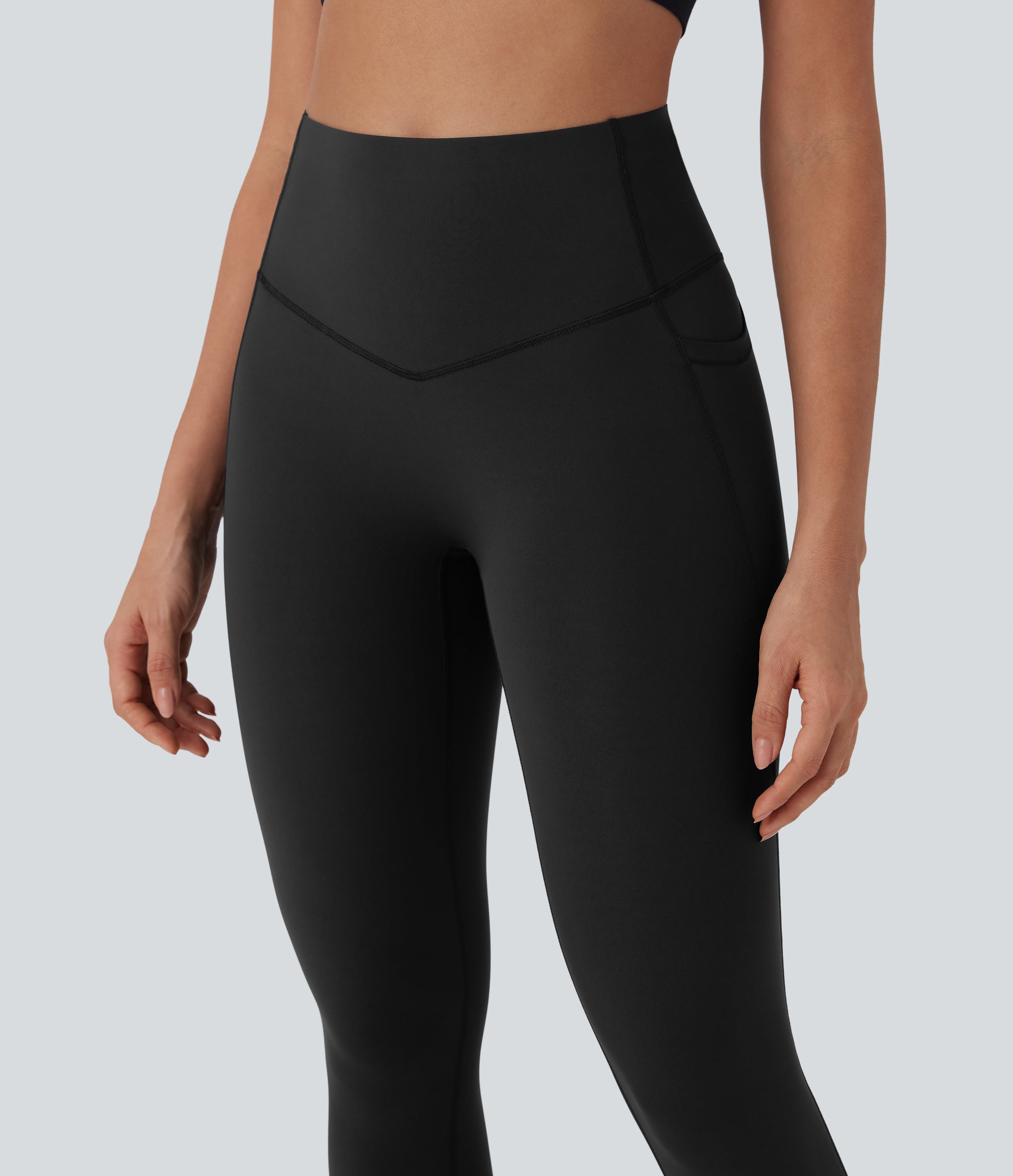 UltraSculptTM Cool Quick Dry SoCinched High Waisted Tummy Control Cut Out Yoga Leggings with Pockets-UPF50+