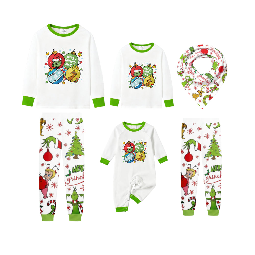 Holiday Family Christmas Pajamas Set With Colorful Christmas Character Pattern Print