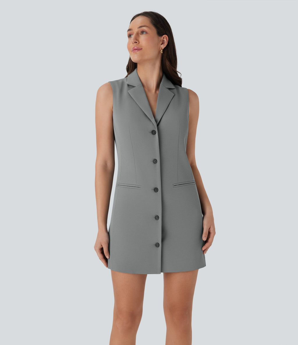 Sleeveless Mini Work Dress with Pockets